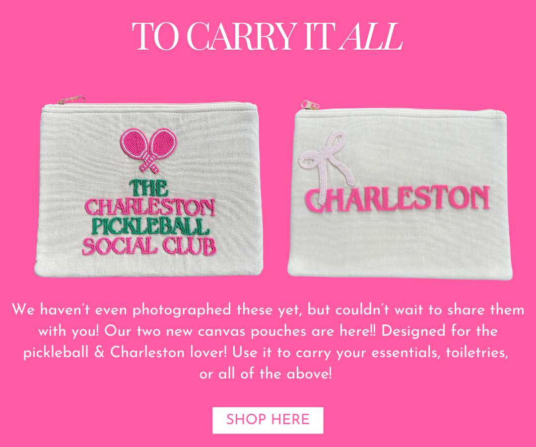 Charleston Pickleball social club and charleston bow canvas pouch