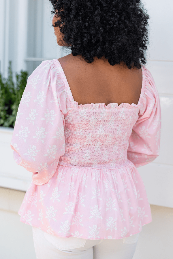 tttxsimplified blush block smocked top