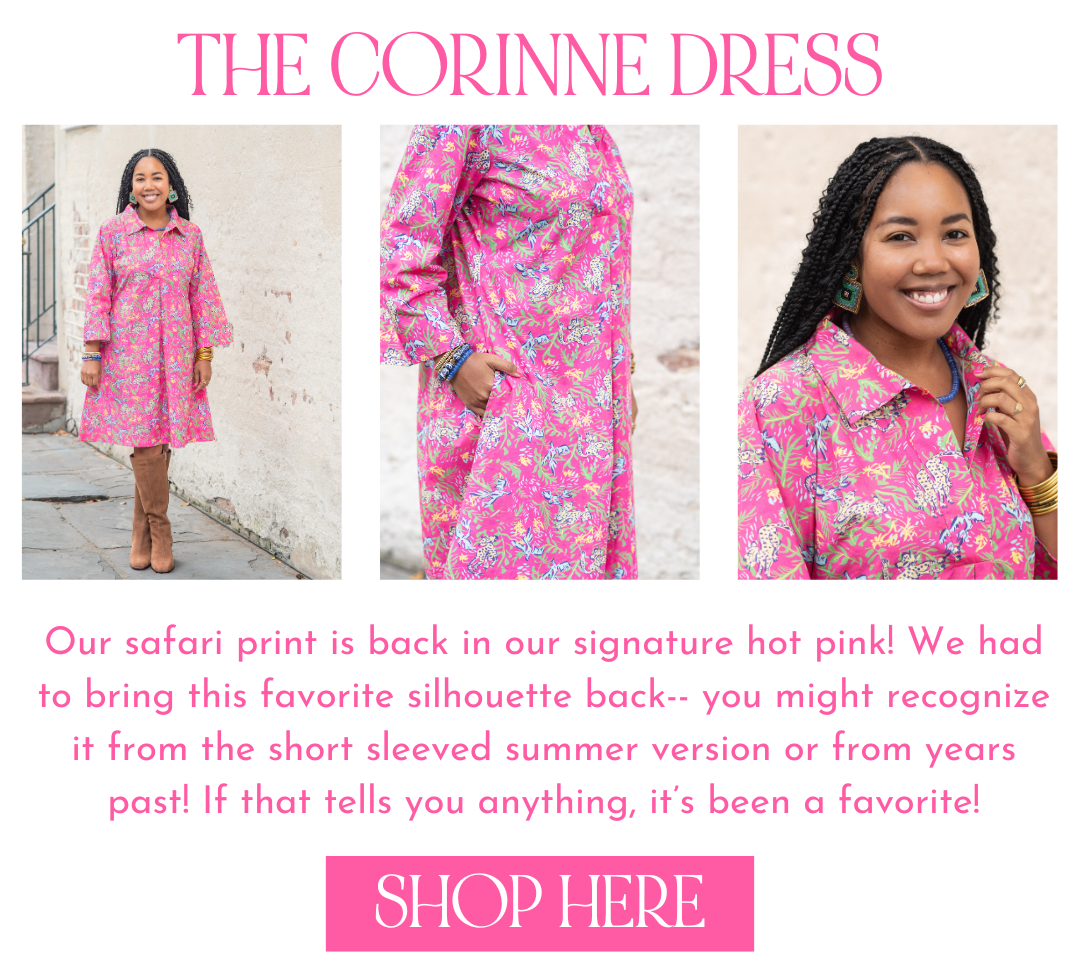 shop our safari dress in hot pink