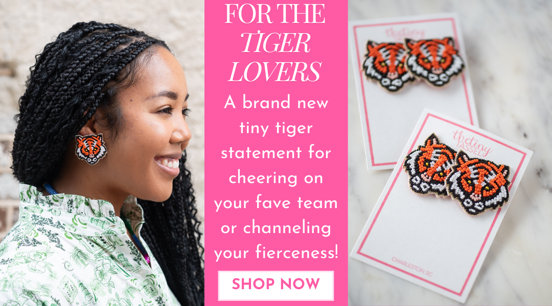 Shop our beaded tiger statement earring