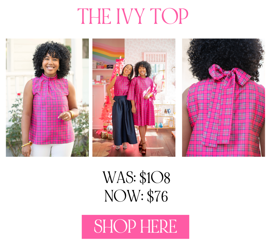 shop our pink plaid bow top on sale!