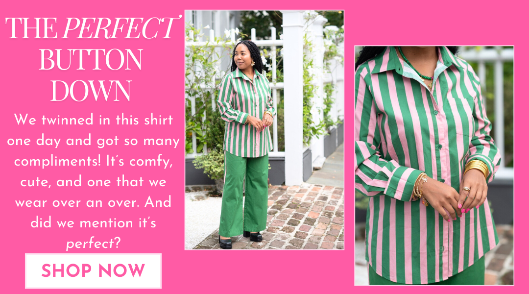 shop our perfect pink & green button down shirt